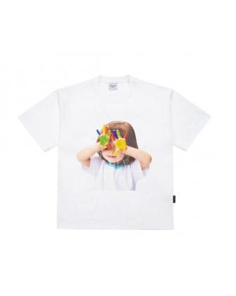 ADLV BABY FACE COLORFUL HAND TEE - WHITE