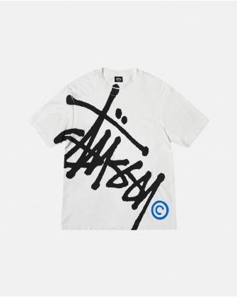 STUSSY BIG BASIC PIGMENT DYED TEE - NATURAL/ BLUE